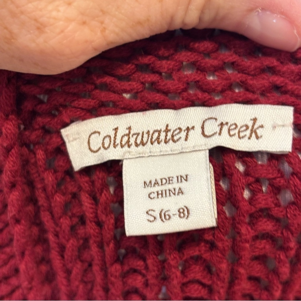 Coldwater Creek Maroon Open Knit Button Front Vest Sz S (6–8) - Picture 3 of 7